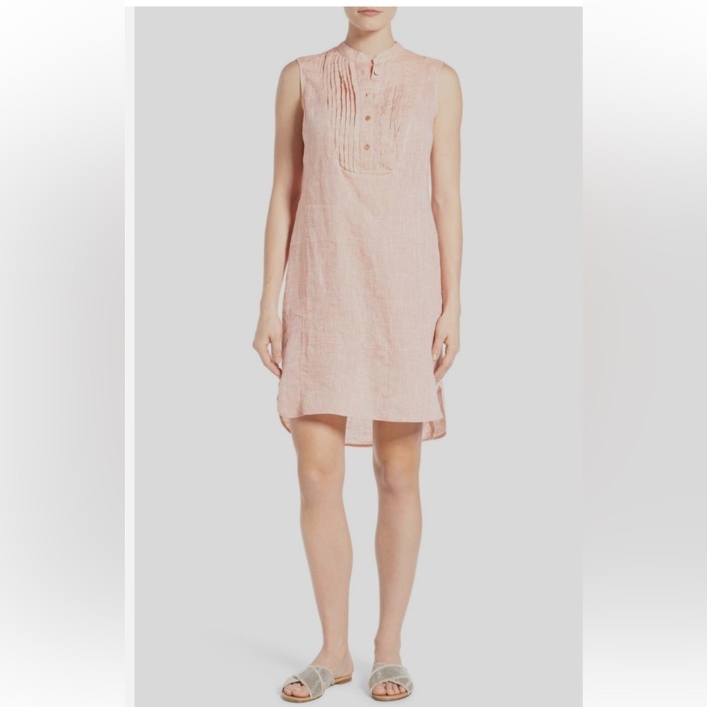 NIC+ZOE Pink Mock Neck Sleeveless Linen Tunic Shift Dress S Medium Retail $338